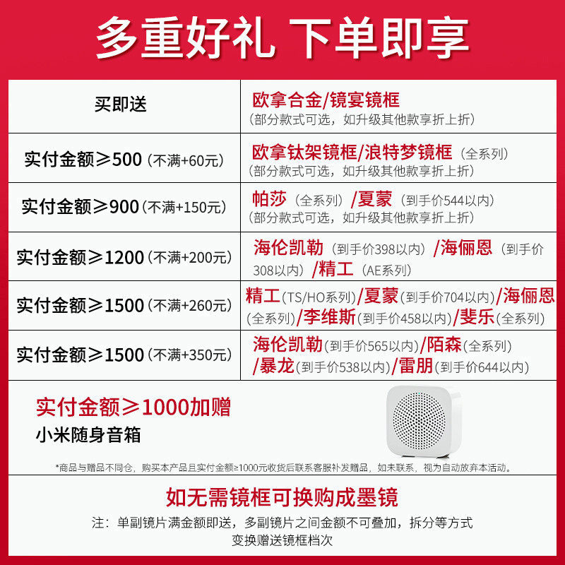 蔡司镜片1.61新清锐钻立方铂金膜 博士眼镜定制眼镜片