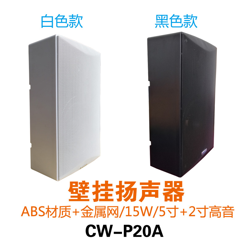 CW-P20A壁挂扬声器喇叭音箱15W会议室内音响ABS定压广播宇龙腾高-图3