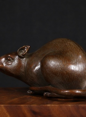 吉祥物寅亥堂仿古鼠摆件黄铜招财