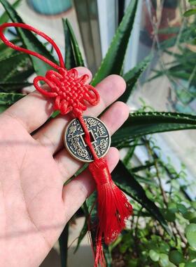 黄铜八方来财招财进宝双面吉祥花钱3.2cm加厚铜钱中国结挂件吊坠