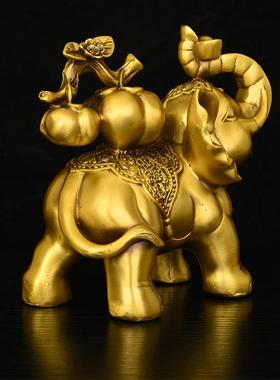 寅亥堂黄铜一对招财吸水象摆件公司前台家居客厅玄关办公室装饰品