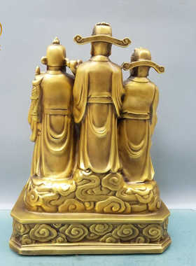 大号文财神客厅礼品铜像纯黄铜