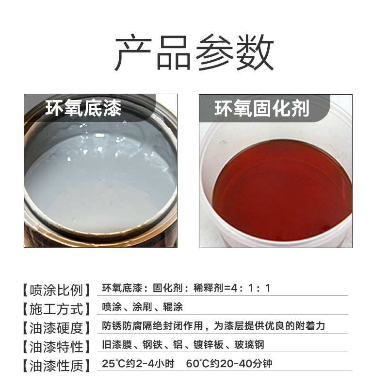 2K汽车钣金环氧底漆固化剂套装铁门金属防锈防腐底漆封闭灰白快干 - 图0