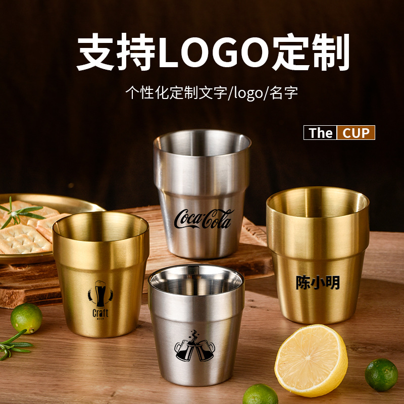 304韩式双层中空台阶防烫杯 可LOGO酒吧清吧啤酒杯多功能水杯 - 图0