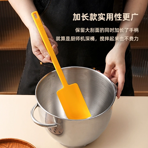 Большой длинный силиконовый кремовый термостойкий скребок