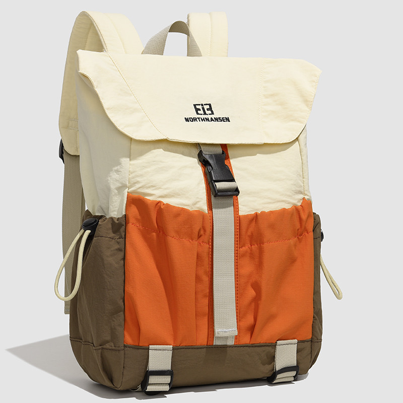 休闲简约风拼色双肩包女大容量轻便旅行背包防水电脑包冬季新款,淘宝优惠券,粉丝福利购,淘宝优惠卷