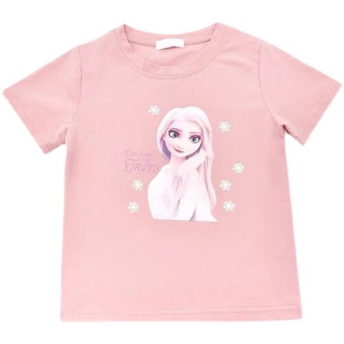 100%纯棉女童t恤短袖夏季新款洋气中小童装儿童粉色卡通可爱上衣 - 图3