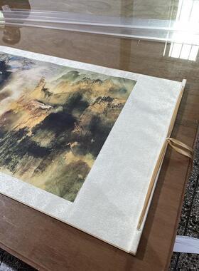 名家水墨风景山水国画横轴张大千庐山图家居卧室背景墙室内装饰画