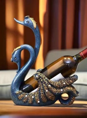 天鹅轻奢高档红酒架摆件