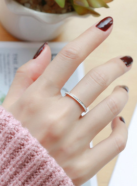 轻奢戒指设计感玫瑰金满女潮