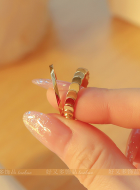 切面批花波光粼粼鱼鳞片戒指