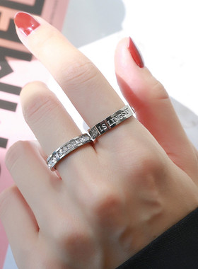 韩版新款个性套装组合戒指ins不掉色闪钻小众设计感男女情侣对戒