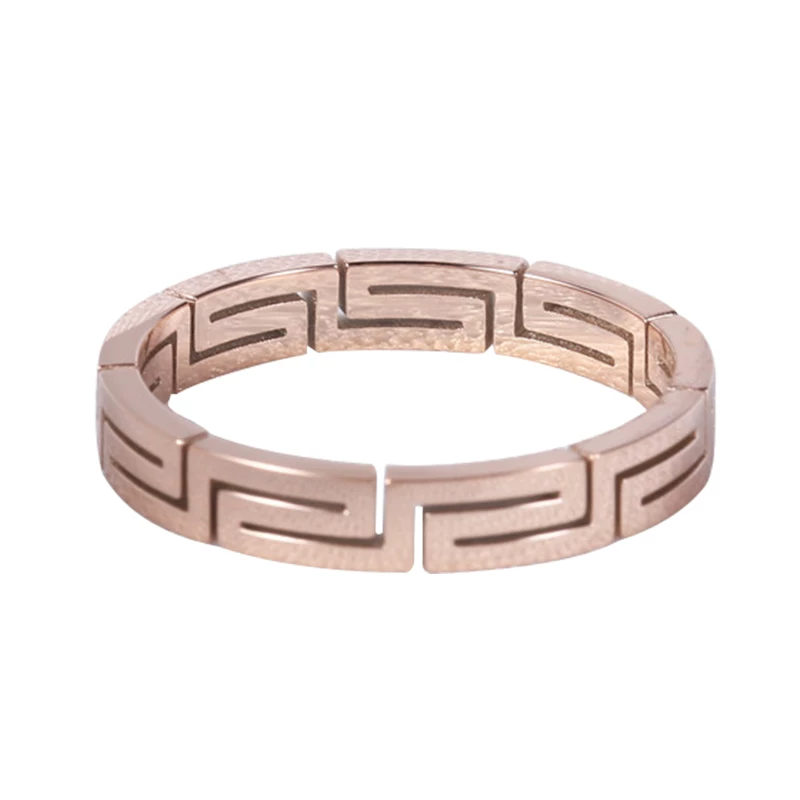 Fashionable creative labyrinth, golden ring stainless steel for students, for beloved, pink gold, on index finger