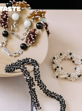 原创元素编织缠绕弹力串珠项链