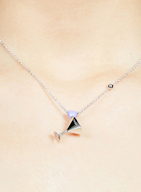 XTASTE FWISH飞未夕 爱心形小鸡尾酒杯珐琅项链原创设计锁骨链