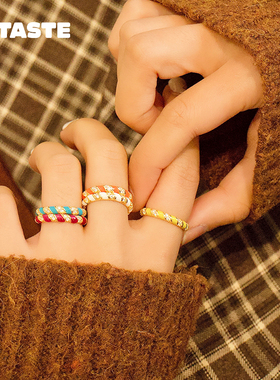 XTASTE 荷兰 ATLITW 单色细圈戒指镀金珐琅设计时尚通勤轻奢高级