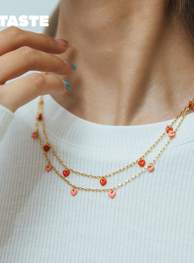 【限时7折】XTASTE 丹麦 LULU Copenhagen 多颗爱心吊坠项链时尚