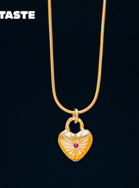 【限时85折】XTASTE 韩国 KIMZISTUDIO 爱心红宝石项链镀金锁骨链