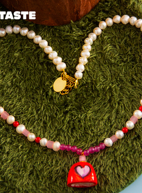 【限时9折】XTASTE 西班牙 CASHFANA可颂爱心咖啡草莓项链毛衣链