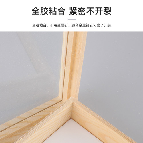 松木大号42x29x5.5cm昆虫标本盒玻璃面透明展示盒带针插板标本框 - 图2