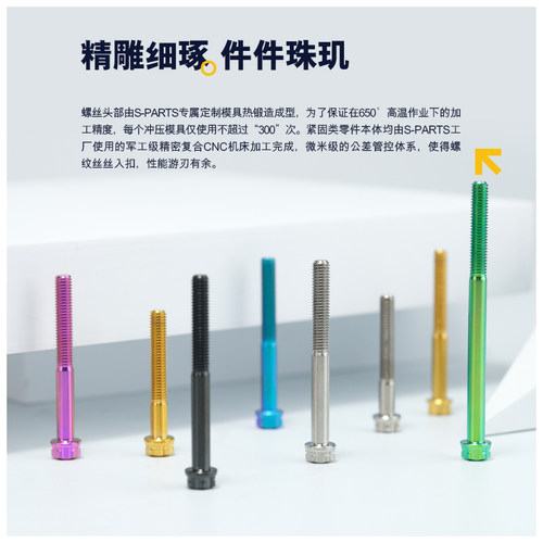 S-PARTS钛合金螺丝A3标准头M5*6/90金钛黑蓝绿摩托车汽车螺栓斯坦 - 图2