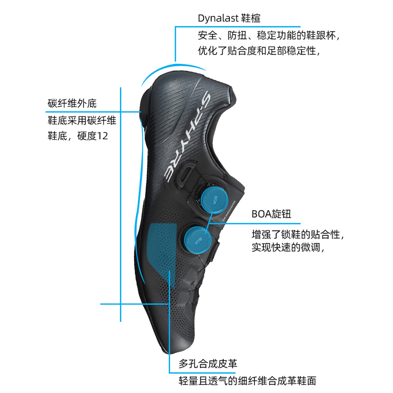 SHIMANO禧玛诺 RC9公路车锁鞋 RC902骑行鞋RC903宽版竞赛款 - 图3