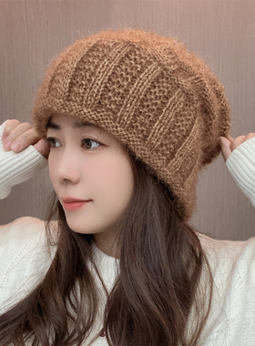 女性秋冬加绒加厚毛线帽