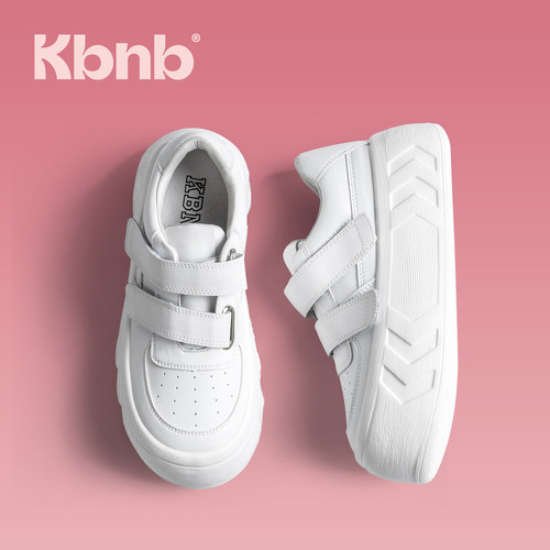 KBNB【万人种草推荐】魔术贴鞋增高5cm 白色女厚底真皮软底松糕鞋 - 图2