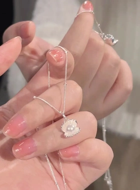 同款人鱼公主珍珠贝壳项链女轻奢小众设计气质吊坠锁骨链