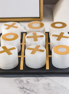 简约风客厅大理石棋盘摆件家居装饰品样板房桌面软装摆设现代轻奢