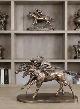 树脂工艺品马到成功桌面摆件客厅酒柜书房家居摆设仿铜工艺开业礼
