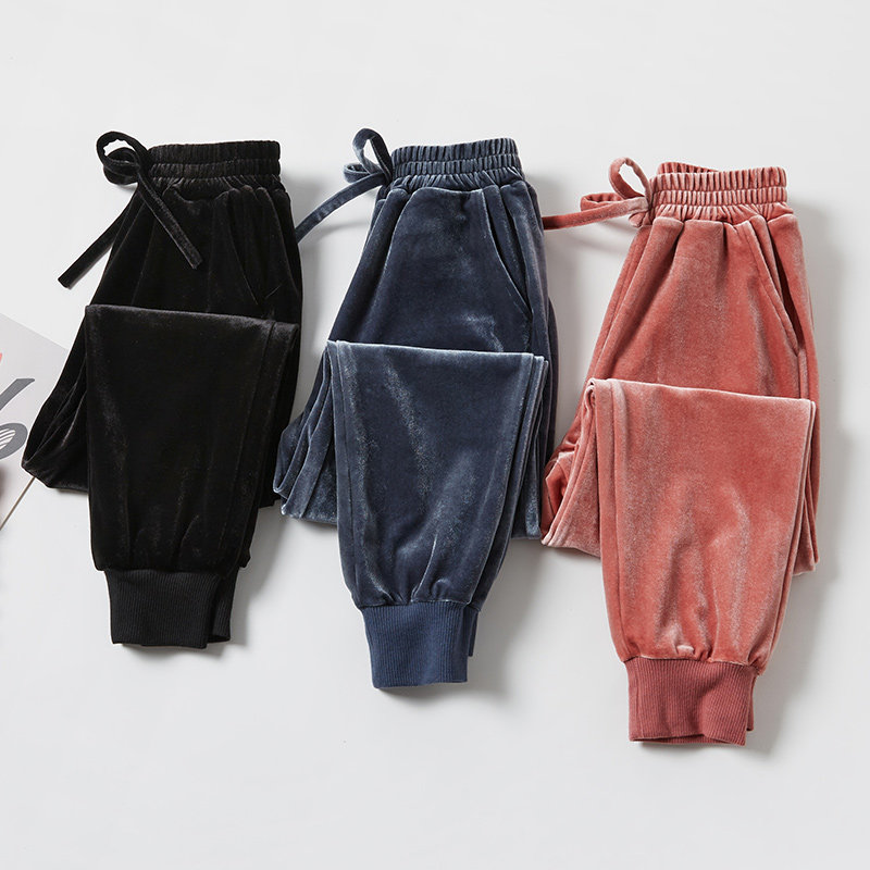 女童春秋裤子儿童休闲束脚裤中大童秋装洋气韩版金丝绒女孩运动裤,淘宝优惠券,粉丝福利购,淘宝优惠卷
