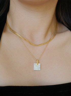 天然贝母拼接马赛克小众项链女潮