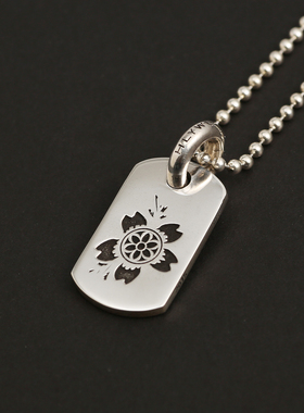 三沐good art军牌樱花挂牌狗牌吊坠925纯银男女款goodart手工银饰