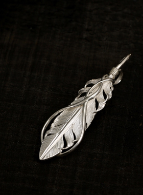 高桥吾郎风格Horizon Blue HB银线羽毛吊坠925纯银复古手工银饰