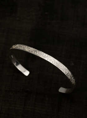 高桥吾郎风格情侣纯银唐草手镯