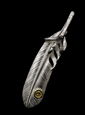 三沐饰家 KEN KIKUCHI 菊地健建 925纯银鹰爪银爪点鹰XL羽毛吊坠