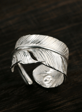 菊地健情侣羽毛戒指纯银情侣戒指