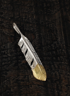 三沐饰家 非高桥吾郎 菊地健 18K先金小羽毛纯银925吊坠情侣银饰