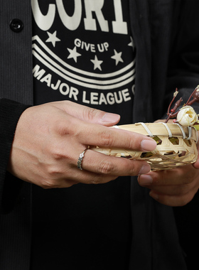 精工黄铜镀银八方来财铜钱戒指