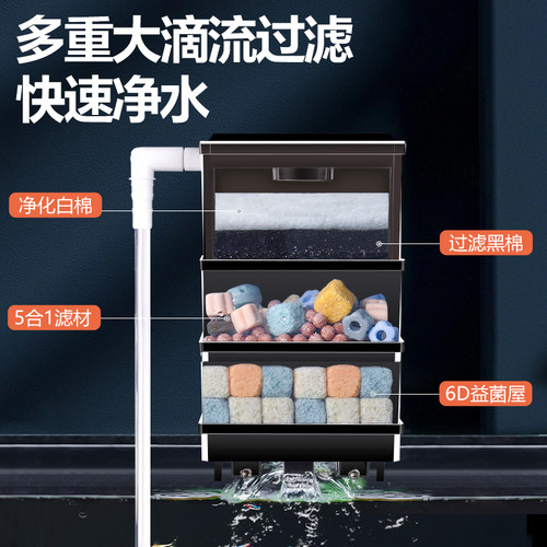 小鱼缸滴流盒过滤盒雨淋上滤盒过滤槽水族鱼缸过滤器三合一循环 - 图3