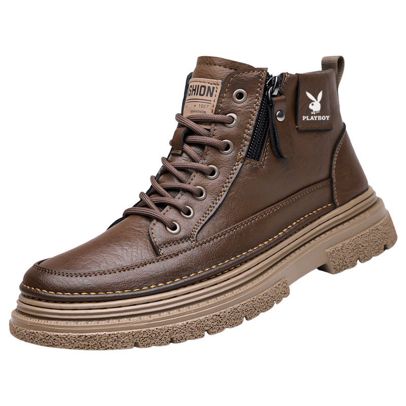 花花公子马丁靴男款真皮冬季加绒保暖休闲棉鞋百搭工装中帮男靴子,淘宝优惠券,粉丝福利购,淘宝优惠卷