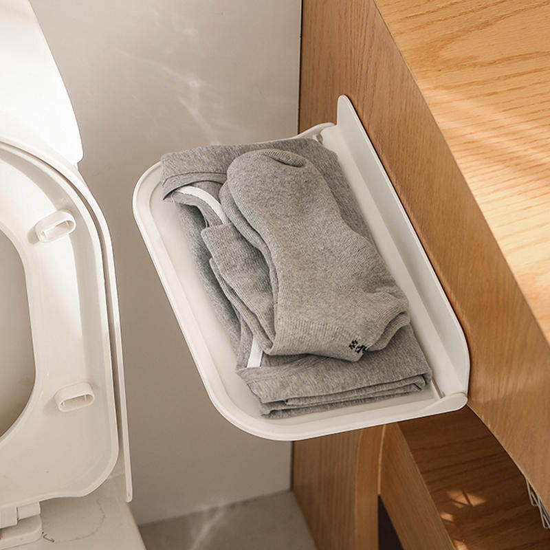 卫生间手机置物架浴室墙上放床头厕所免打孔宿舍可折叠板托盘收纳