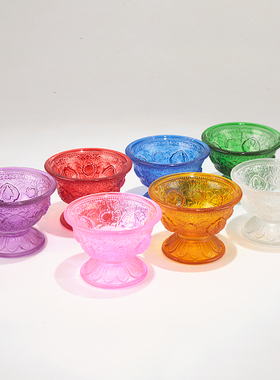 藏式供水高脚八吉祥水琉璃莲花杯