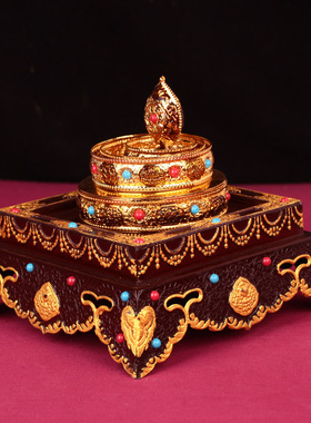 藏族吉祥曼扎茶罗四方形底座