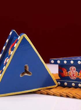 尼泊尔实木手工彩绘金刚撅底座三面普巴金刚杵橛底座浮雕大中小号