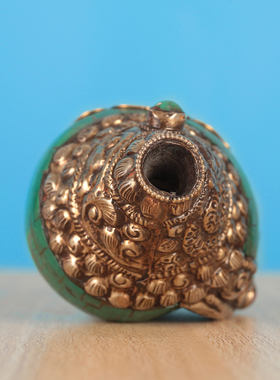 尼泊尔绿海螺手工包铜