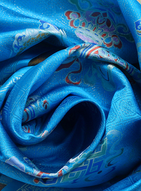 藏族哈达饰品八吉祥加厚丝绸刺绣金丝哈达批量发真丝精品绸布3米