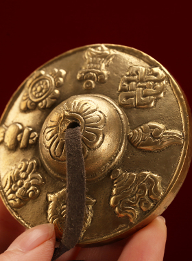 尼泊尔手工八吉祥碰铃丁夏纯铜打击撞铃丁夏民族传统乐器便携铃钹