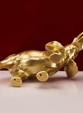 西藏式召家用财摆件佛前供奉吉祥居家创意树脂嵌钻金象组合装福慧